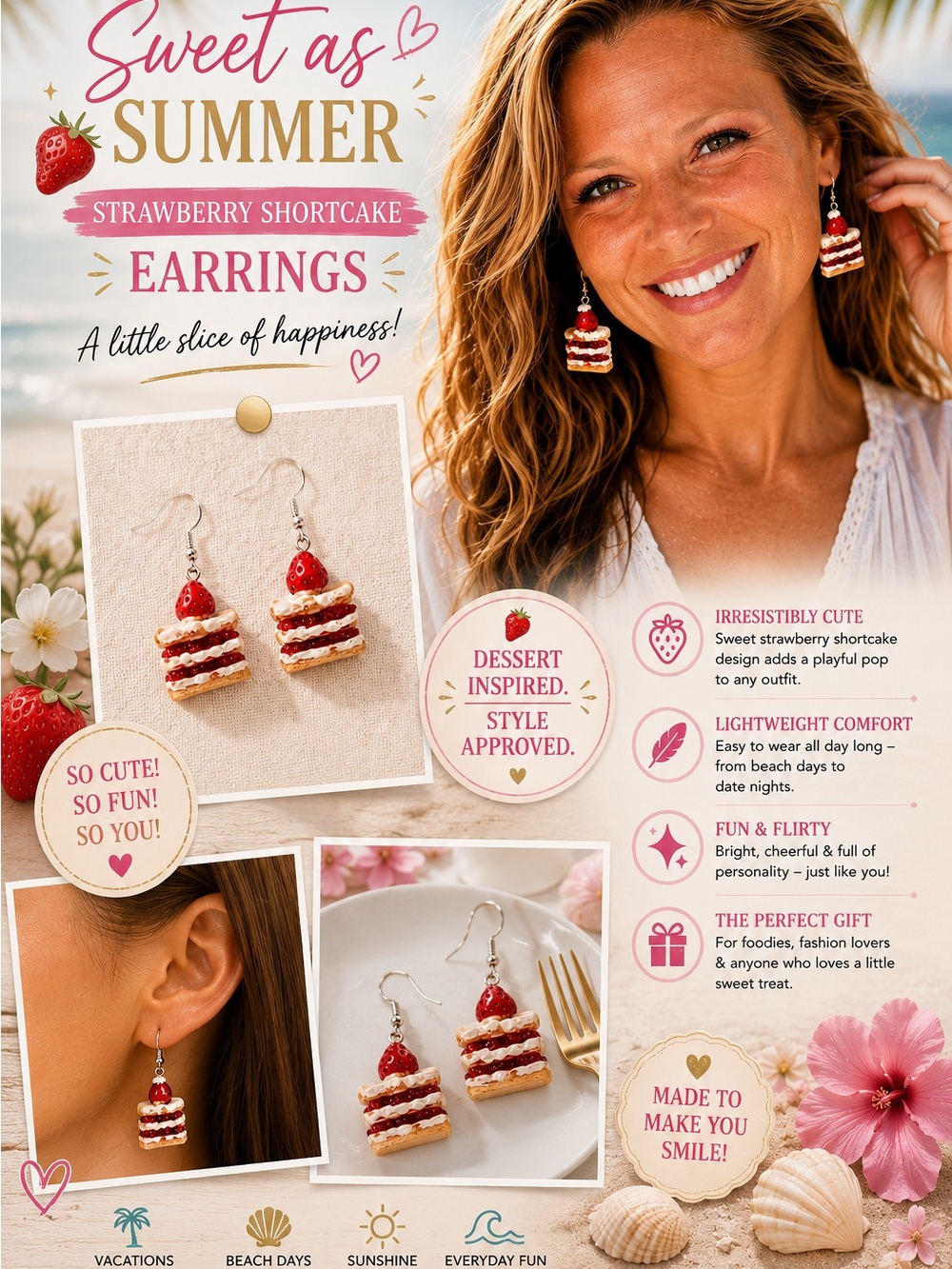 Strawberry Shortcake Dangle Earrings